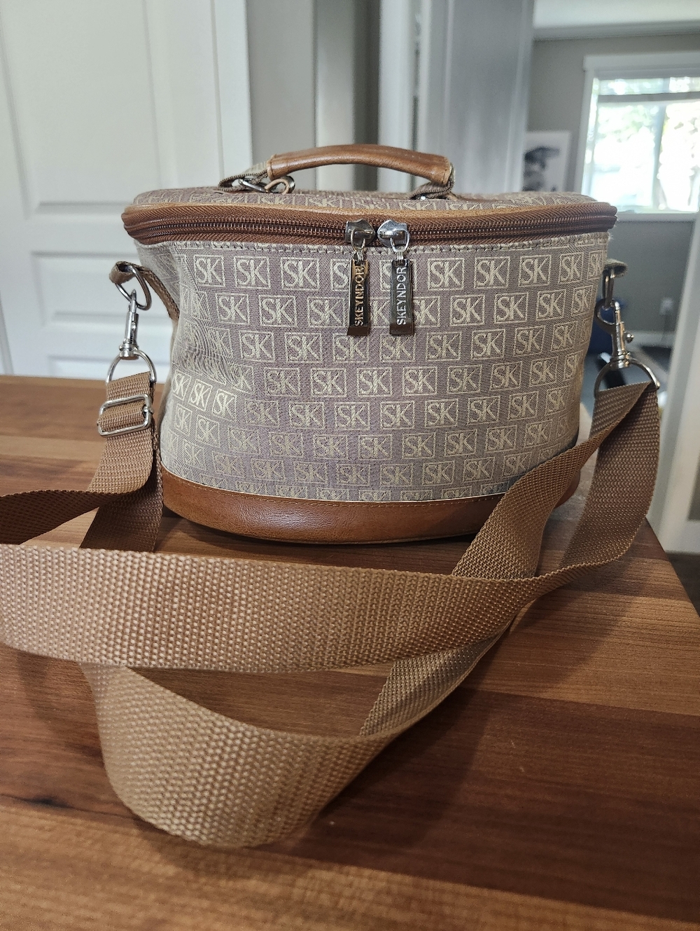 Signature Monogrammed Train Case/ Cosmetic Case in Brown